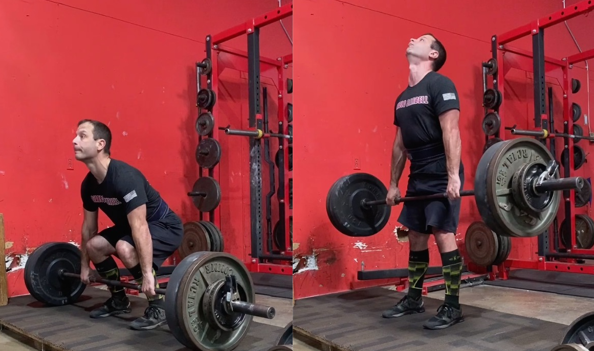 During a deadlift set (No, I shouldn’t be looking at the ceiling).
