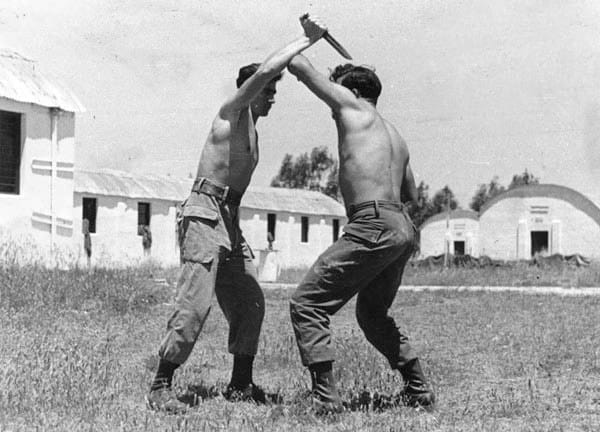 Krav Maga lesson at a paratrooper school in Israel, 1955 (via Wikipedia)